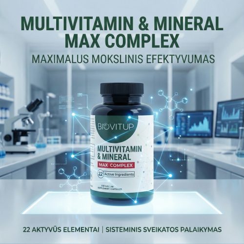 Aukštos kokybės multivitaminų ir mineralų kompleksas – vitaminai energijai, imunitetui, plaukams, odai ir nagams