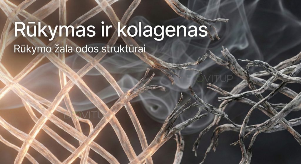 rūkymo žala kolagenui oda priešlaikinis senėjimas raukšlės elastingumas