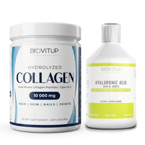 Collagen and Hyaluronic Bundle – hydrolyzed fish collagen type I and III with hyaluronic acid, Biovitup