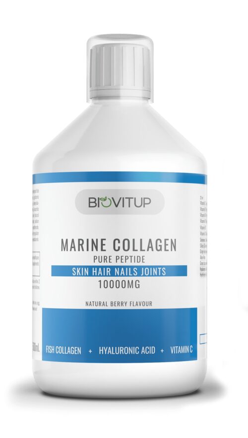 Šķidrais jūras kolagēns 10 000 mg Biovitup – ar hialuronskābi un C vitamīnu, 500 ml